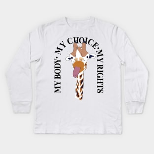 MY BODY MY CHOICE MY RIGHTS FUNNY JIRAPA ON WHITE Kids Long Sleeve T-Shirt